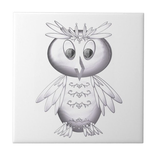cute and funny owl pattern ceramic tile (Front)