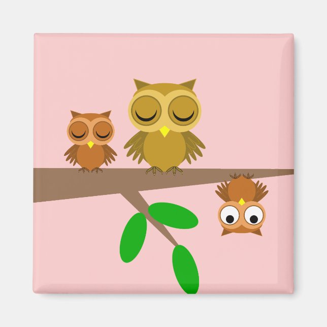 cute and funny owls magnet (Front)