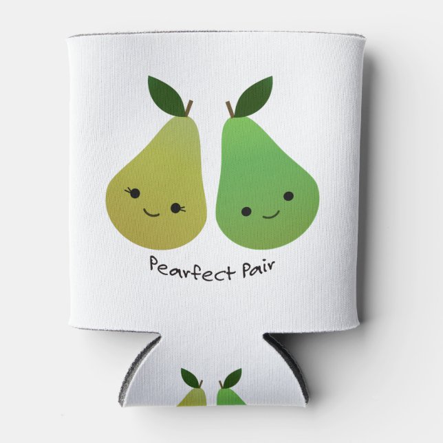 Cute and Funny Pearfect Pair Pears Can Cooler (Front)