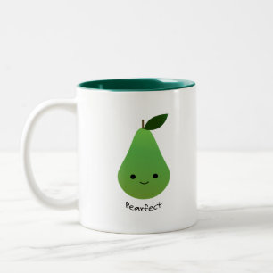 Cute and Funny Pearfect Pear Two-Tone Coffee Mug