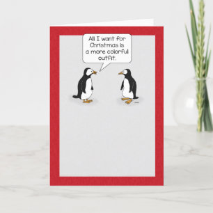 Cute and Funny Penguin Wish for Christmas Holiday Card