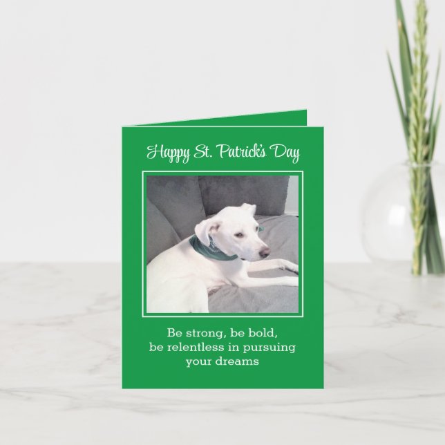 Cute and Funny Puppy Dog Happy St Patrick's Day Card (Front)
