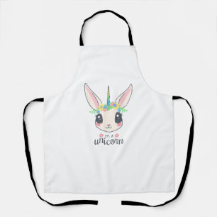 cute and funny rabbit unicorn apron