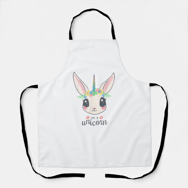 cute and funny rabbit unicorn  apron (Front)