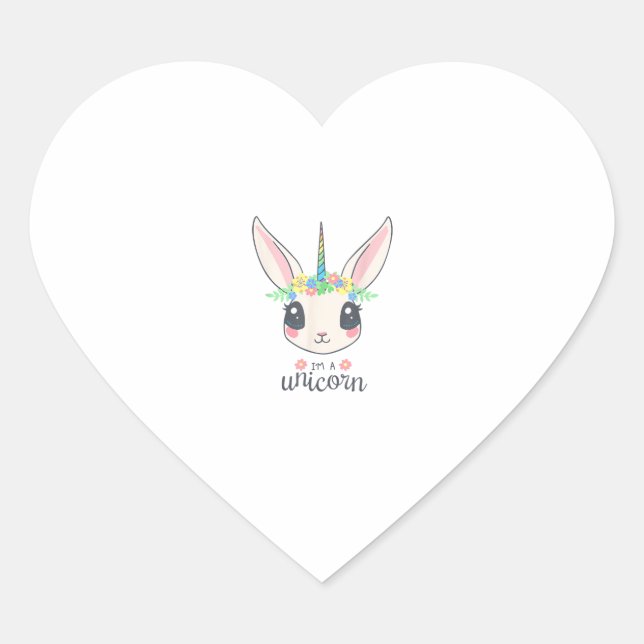cute and funny rabbit unicorn  heart sticker (Front)