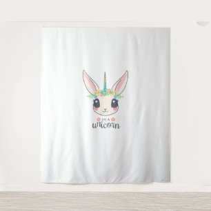 cute and funny rabbit unicorn tapestry