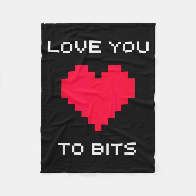 Cute And Funny Retro 8-bit Valentines Day For Nerd Fleece Blanket (Front)