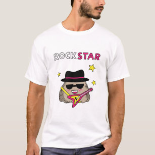 Cute and Funny Rockstar with pink guitar T-Shirt