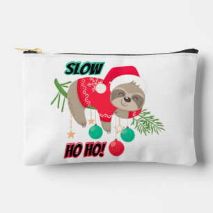 Cute and Funny Santa's Sloth Slow Ho Ho Accessory Pouch