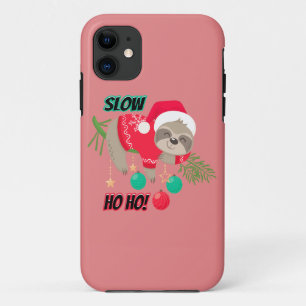 Cute and Funny Santa's Sloth Slow Ho Ho iPhone 11 Case