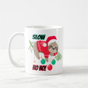 Cute and Funny Santa's Sloth Slow Ho Ho Coffee Mug