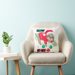 Cute and Funny Santa's Sloth Slow Ho Ho Cushion