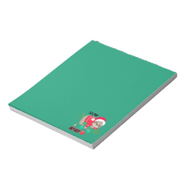 Cute and Funny Santa's Sloth Slow Ho Ho Notepad (Rotated)