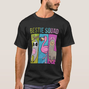 Cute and funny Sloth Flamingo Llama Bestie Squad T-Shirt