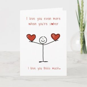Cute and Funny Sobriety Stickman Valentine's Day Card