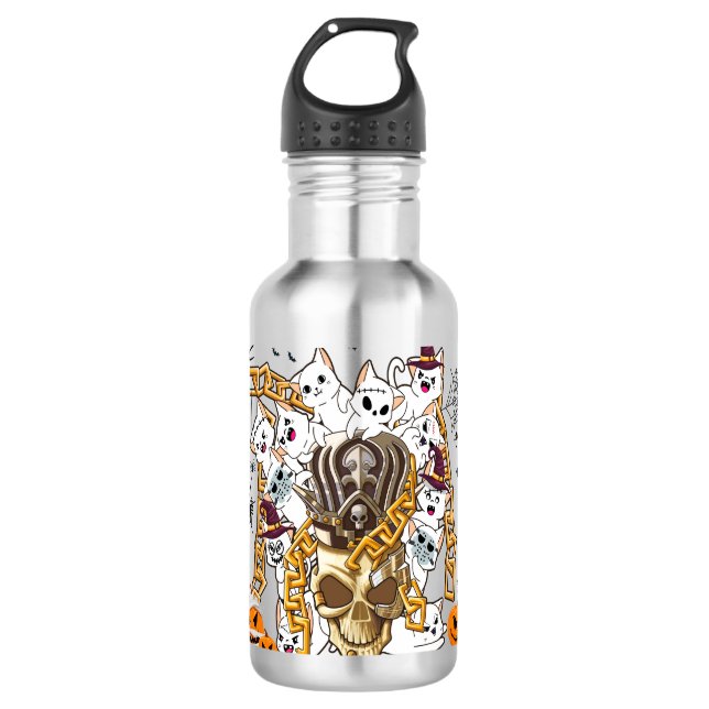 Cute and Funny Spooky Evil Cats 710 Ml Water Bottle (Front)