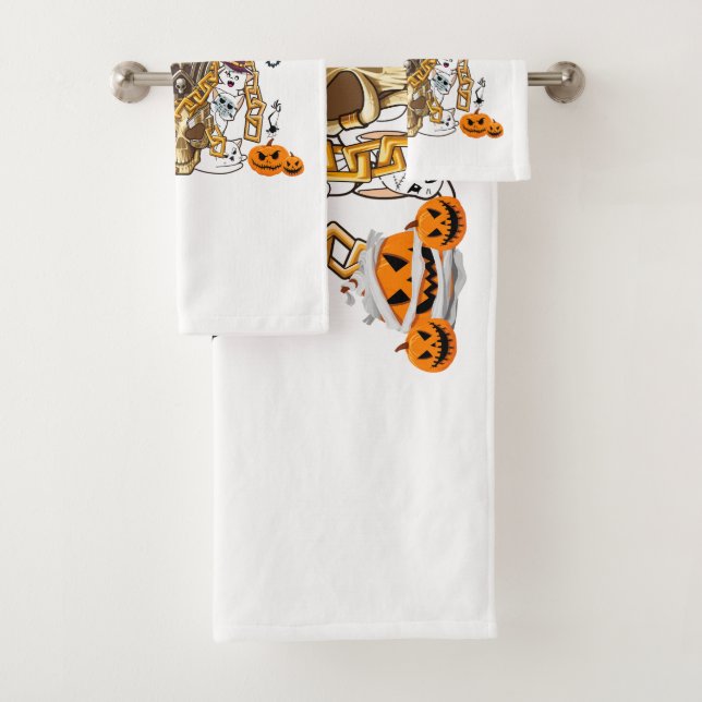Cute and Funny Spooky Evil Cats Bath Towel Set (Insitu)