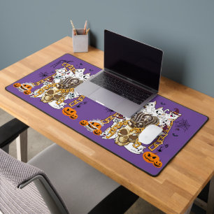 Cute and Funny Spooky Evil Cats Desk Mat