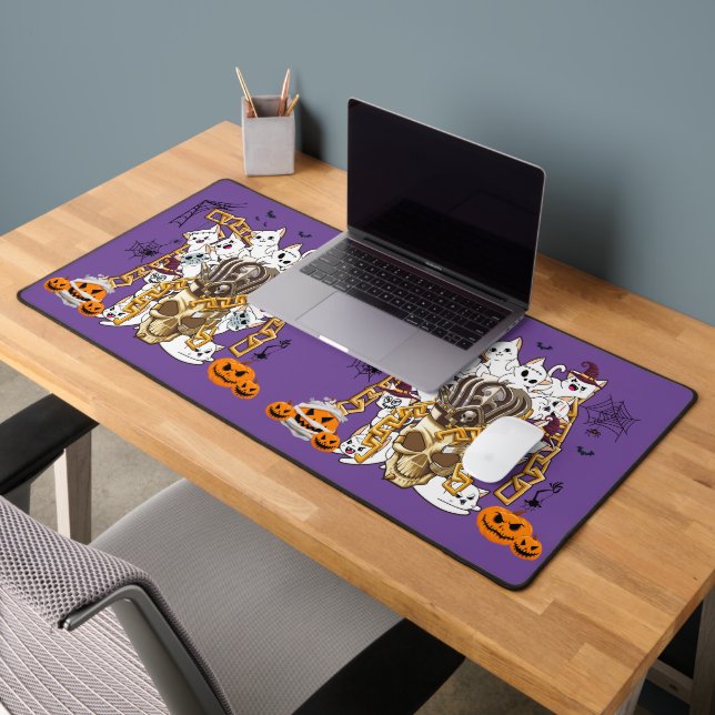 Cute and Funny Spooky Evil Cats Desk Mat (Office 2)