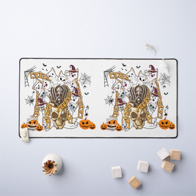 Cute and Funny Spooky Evil Cats Desk Mat (Kids Table)