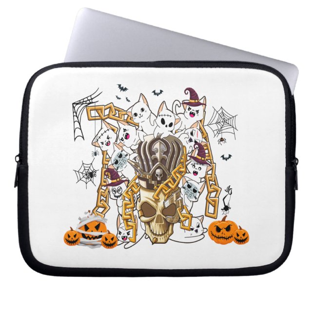 Cute and Funny Spooky Evil Cats Laptop Sleeve (Front)