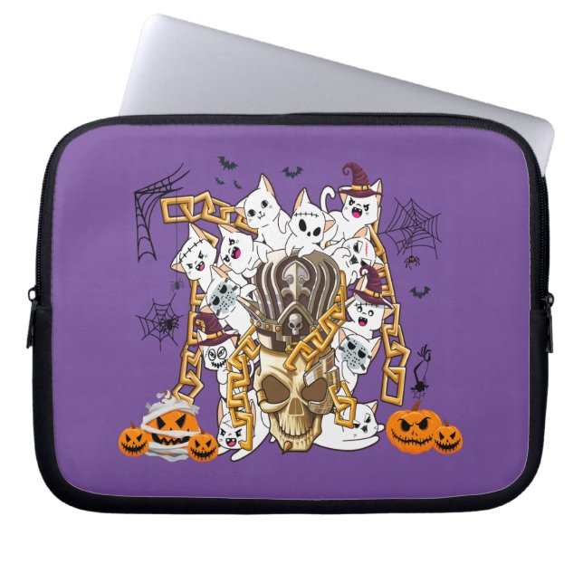 Cute and Funny Spooky Evil Cats Laptop Sleeve (Front)