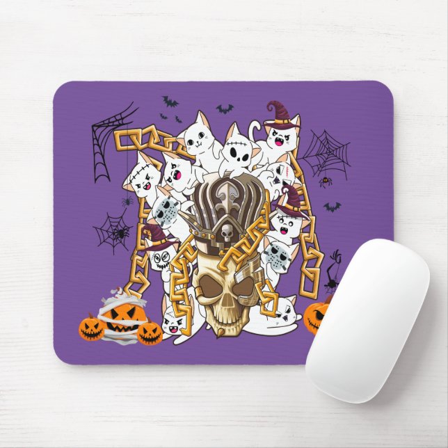 Cute and Funny Spooky Evil Cats Mouse Pad (With Mouse)