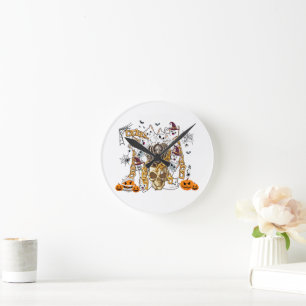 Cute and Funny Spooky Evil Cats Round Clock