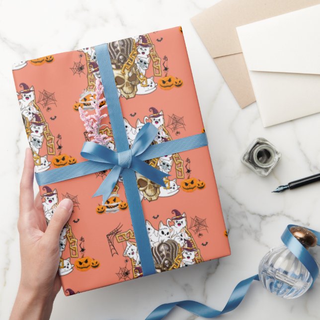 Cute and Funny Spooky Evil Cats Wrapping Paper (Gifting)