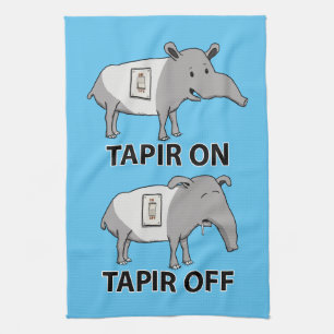 Cute and Funny Tapir On Tapir Off Tea Towel
