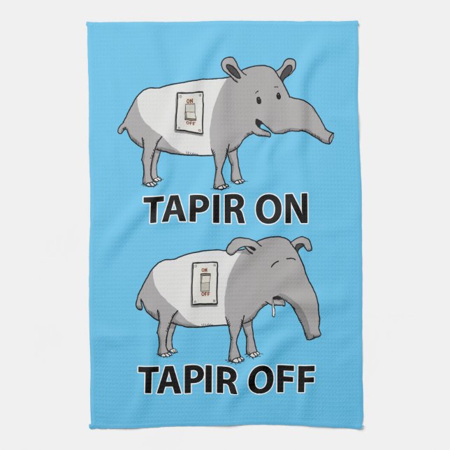Cute and Funny Tapir On Tapir Off Tea Towel (Vertical)