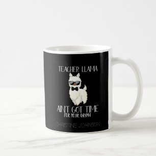 Cute and Funny Teacher Llama Custom Name Coffee Mug