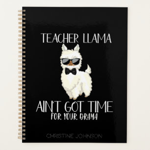 Cute and Funny Teacher Llama   Custom Name Planner