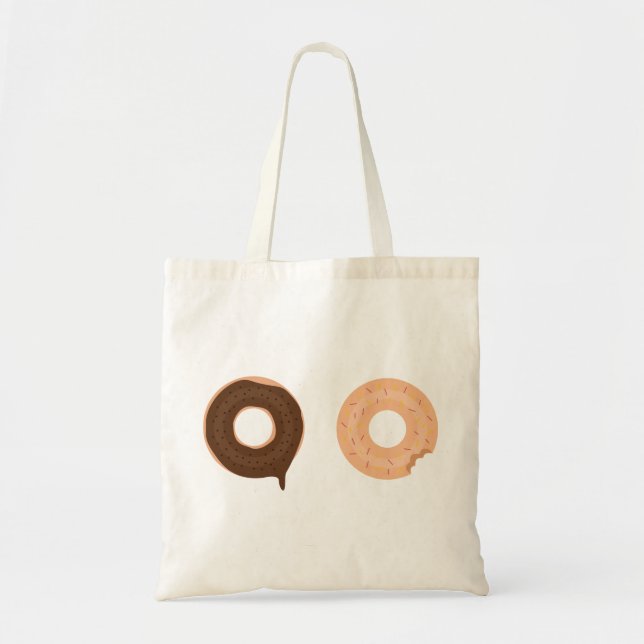 Cute and funny two doughnuts design tote bag (Front)