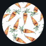 Cute and Funny Watercolor Carrot with Sunglasses Classic Round Sticker<br><div class="desc">This cute and funny watercolor painted carrot with sunglasses pattern is perfect for the trendy and cool hipster. It's fun and trendy print is great for many gifts or occasions.</div>