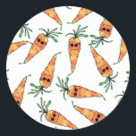 Cute and Funny Watercolor Carrot with Sunglasses Classic Round Sticker<br><div class="desc">This cute and funny watercolor painted carrot with sunglasses pattern is perfect for the trendy and cool hipster. It's fun and trendy print is great for many gifts or occasions.</div>