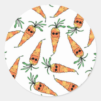 Cute and Funny Watercolor Carrot with Sunglasses Classic Round Sticker