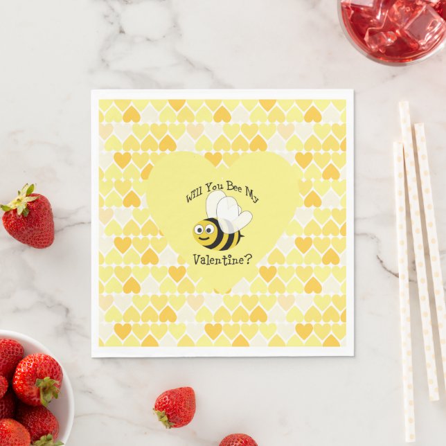 Cute and Funny Will You Bee My Valentine Napkin (Insitu)