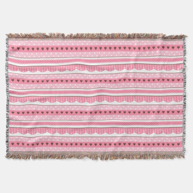 Cute and Girly Light Pink Pattern Design Throw Blanket (Front)