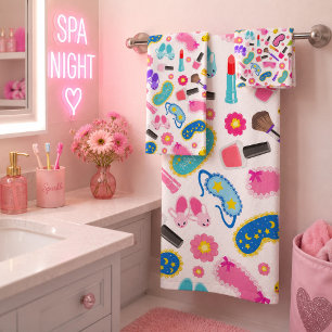 Cute and Girly Makeup Bath Towel Set