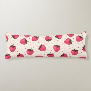 Cute and Girly Pink Strawberries Pattern Body Cushion