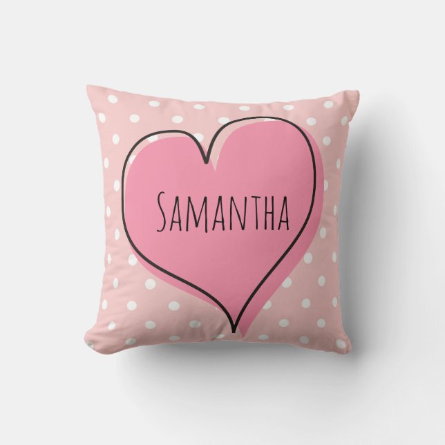 Cute and girly polka dots with a heart cushion (Front)