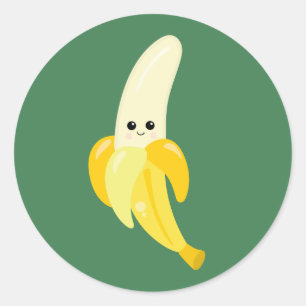 Cute and Happy Banana Classic Round Sticker
