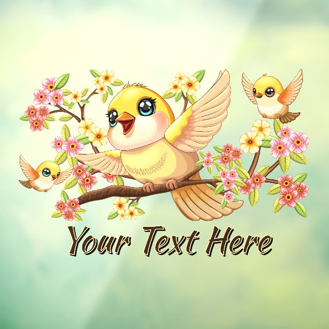 Cute and Happy Birds among Spring Flowers (Sheet 3)
