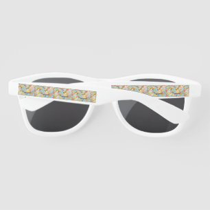 Cute and Happy Birds among Spring Flowers Sunglasses
