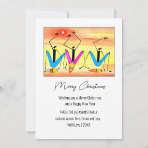 Cute and Happy Drumming Christmas Holiday Card