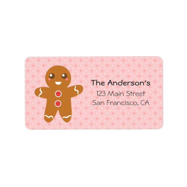 Cute and Happy Gingerbread Man for Christmas Label (Front)