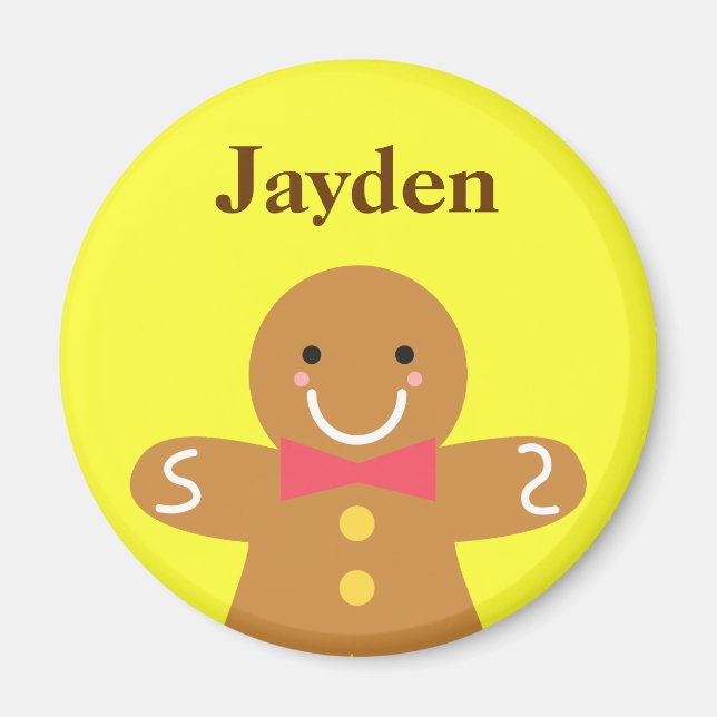 Cute and Happy Gingerbread Man for Christmas Magnet (Front)