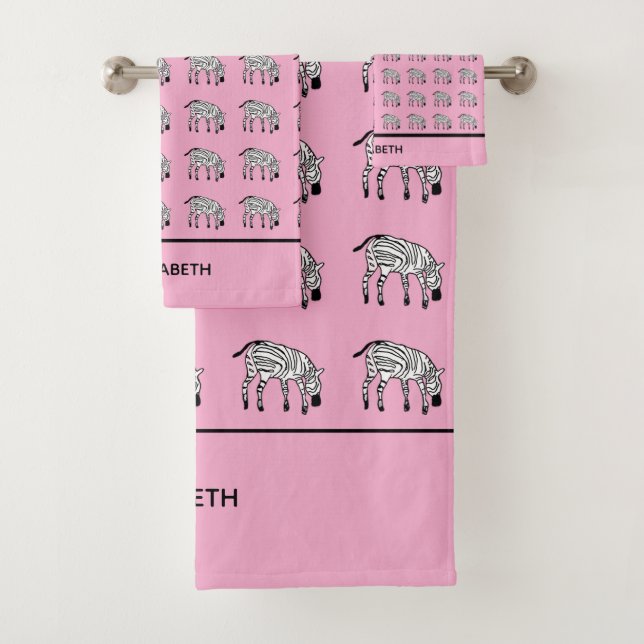 Cute and Happy Kenyan Zebra  Bath Towel Set (Insitu)