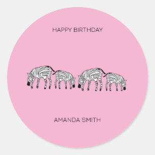 Cute and Happy Kenyan Zebras Classic Round Sticker